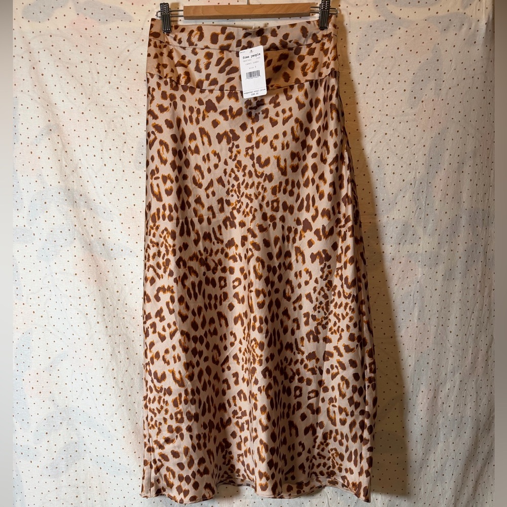 Free People Leopard Print A-Line Midi Skirt - Brown/Beige